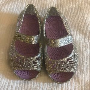 Brand new Crocs silver glitter for girls